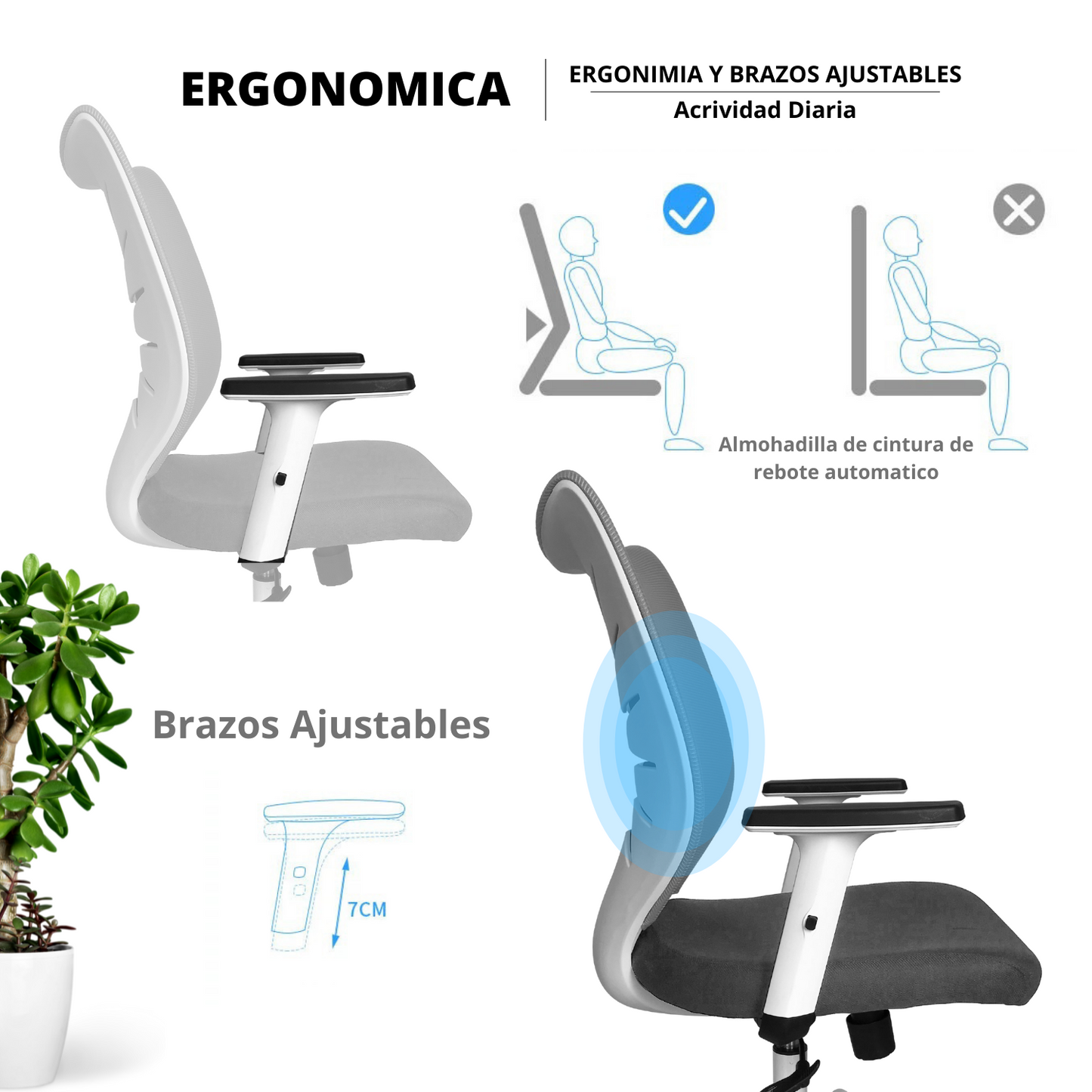 Silla De Oficina Espina De Pescado Gris