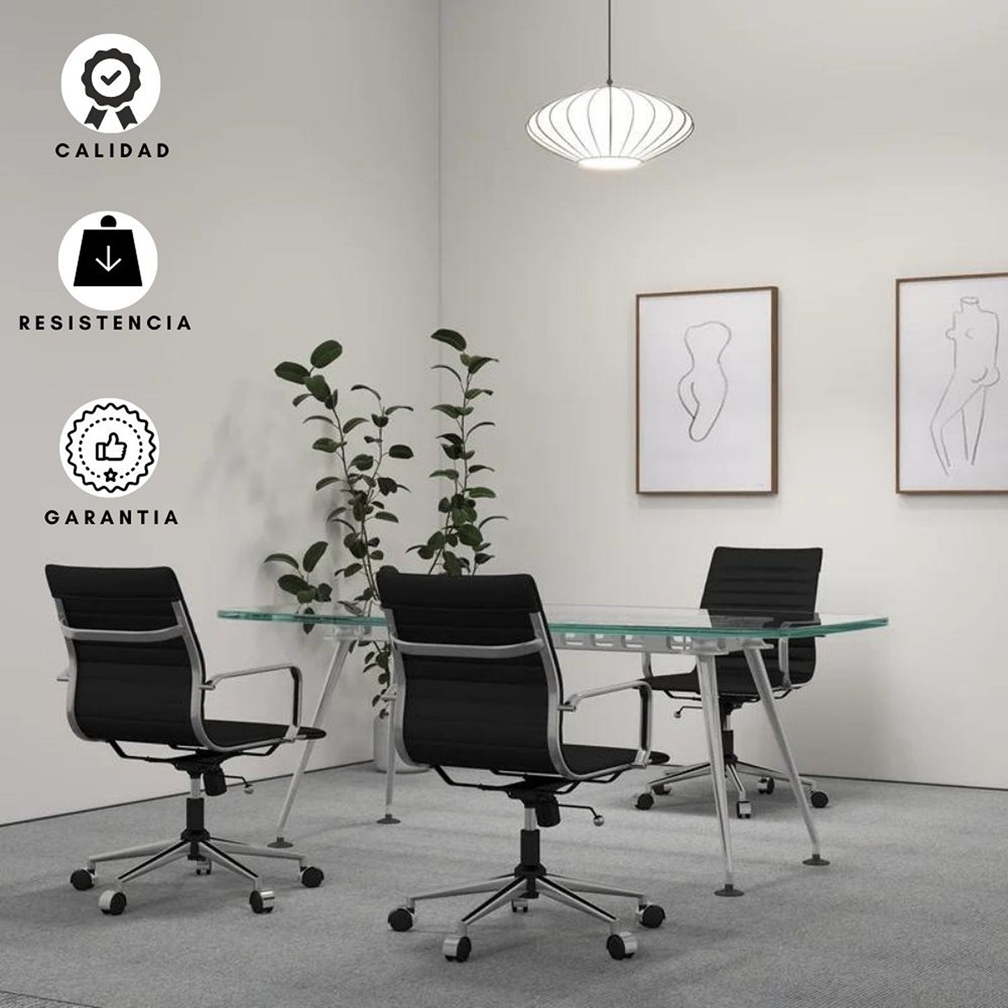 Silla De Oficina Presidente Espalda Media Negro