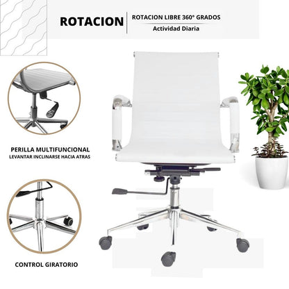 Silla De Oficina Presidente Espalda Media Blanco