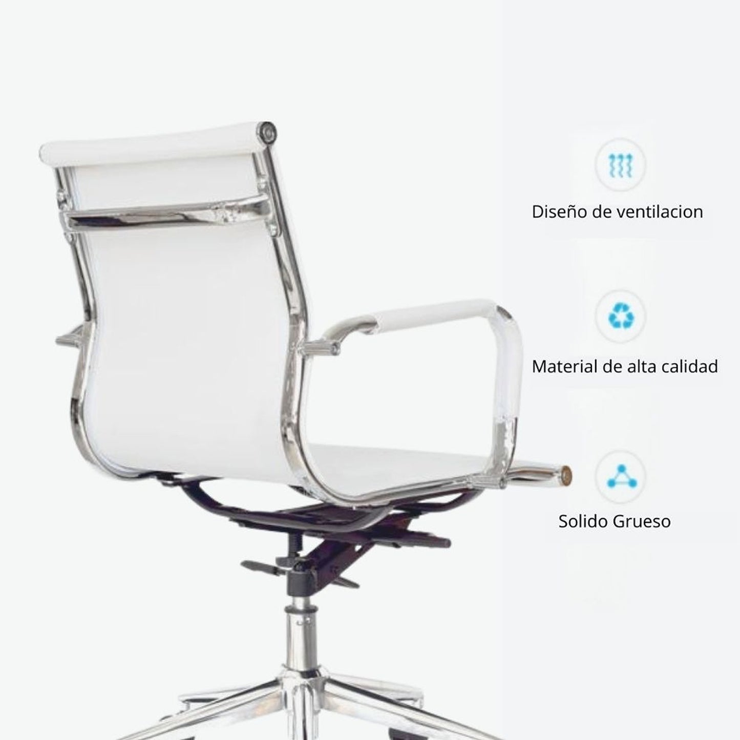 Silla De Oficina Presidente Espalda Media Blanco