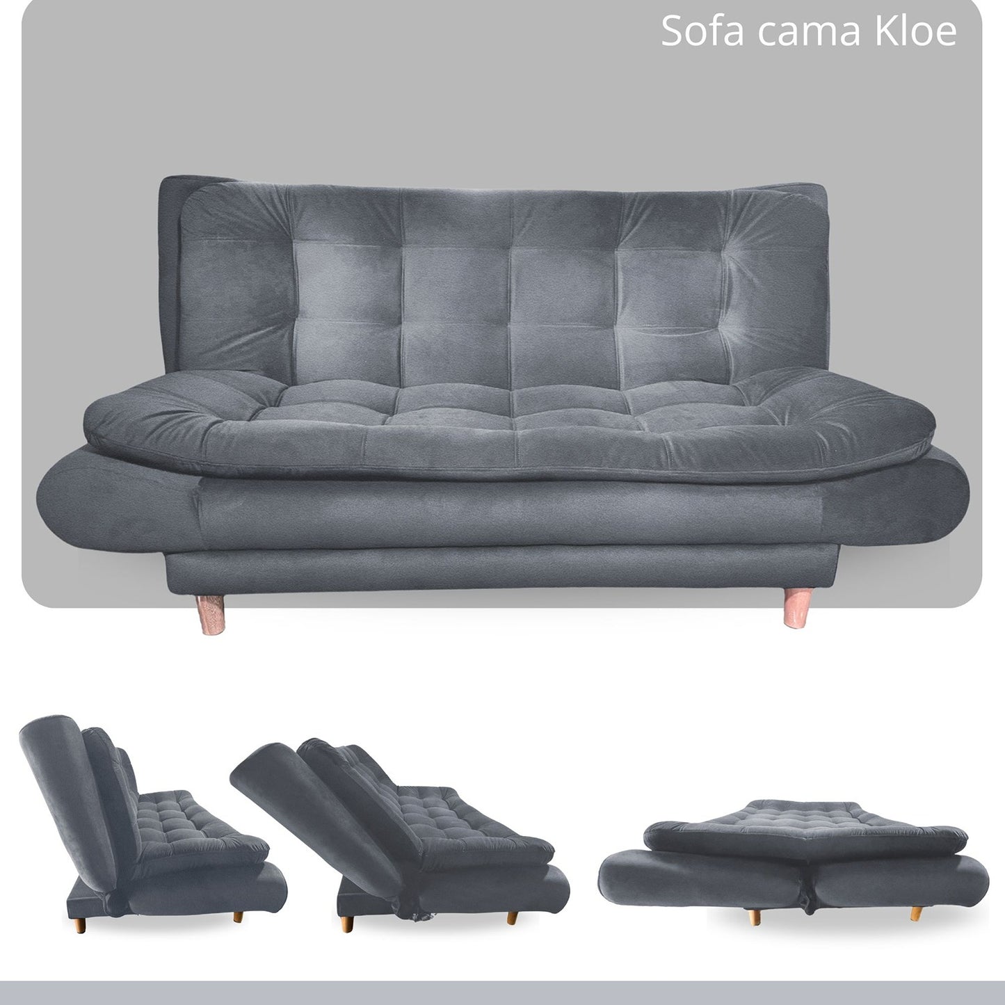 Sofa cama 3 Posiciones Clic Clac Kloe Gris plomo 170 cm