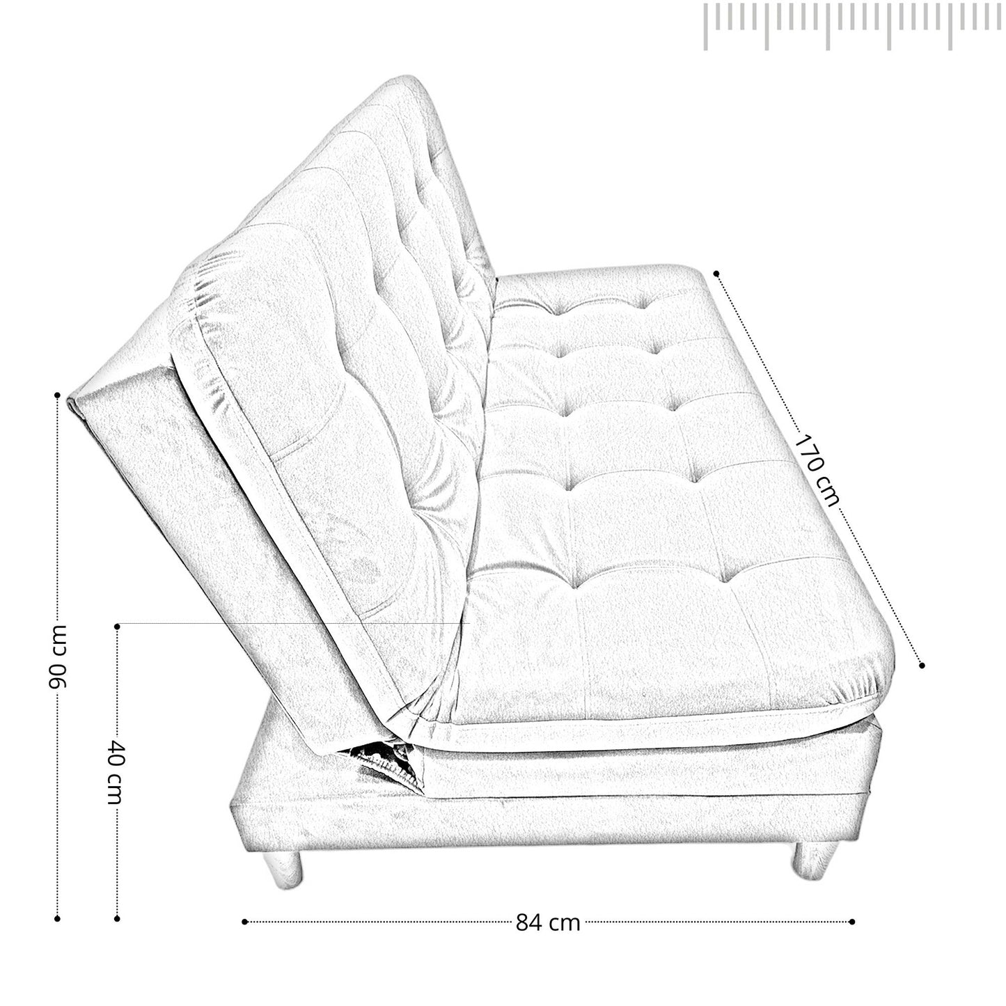 Sofa cama 3 Posiciones Clic Clac Yezz gris 170 cm