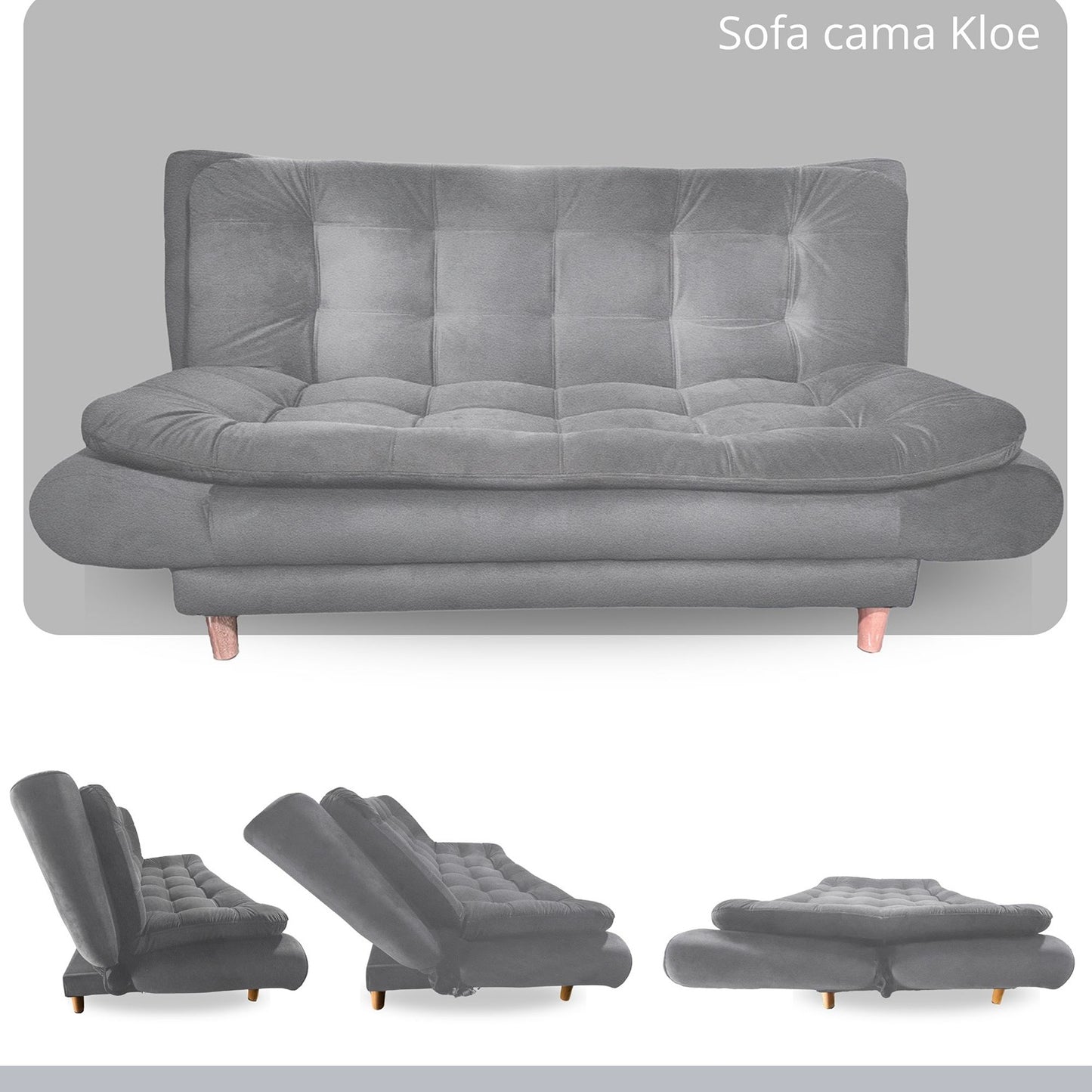 Sofa cama 3 Posiciones Clic Clac Kloe gris 170 cm