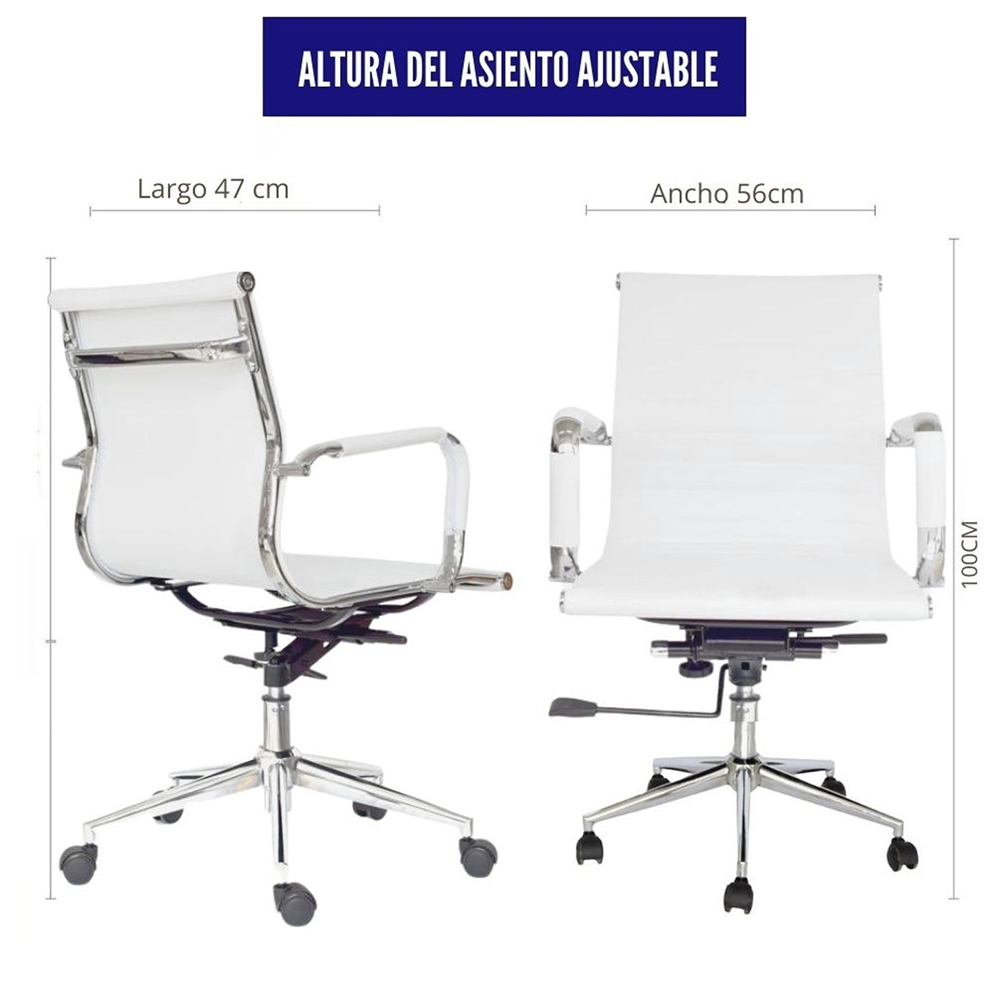 Silla De Oficina Presidente Espalda Media Blanco