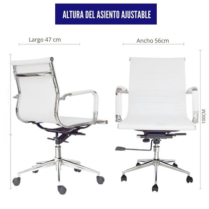 Silla De Oficina Presidente Espalda Media Blanco