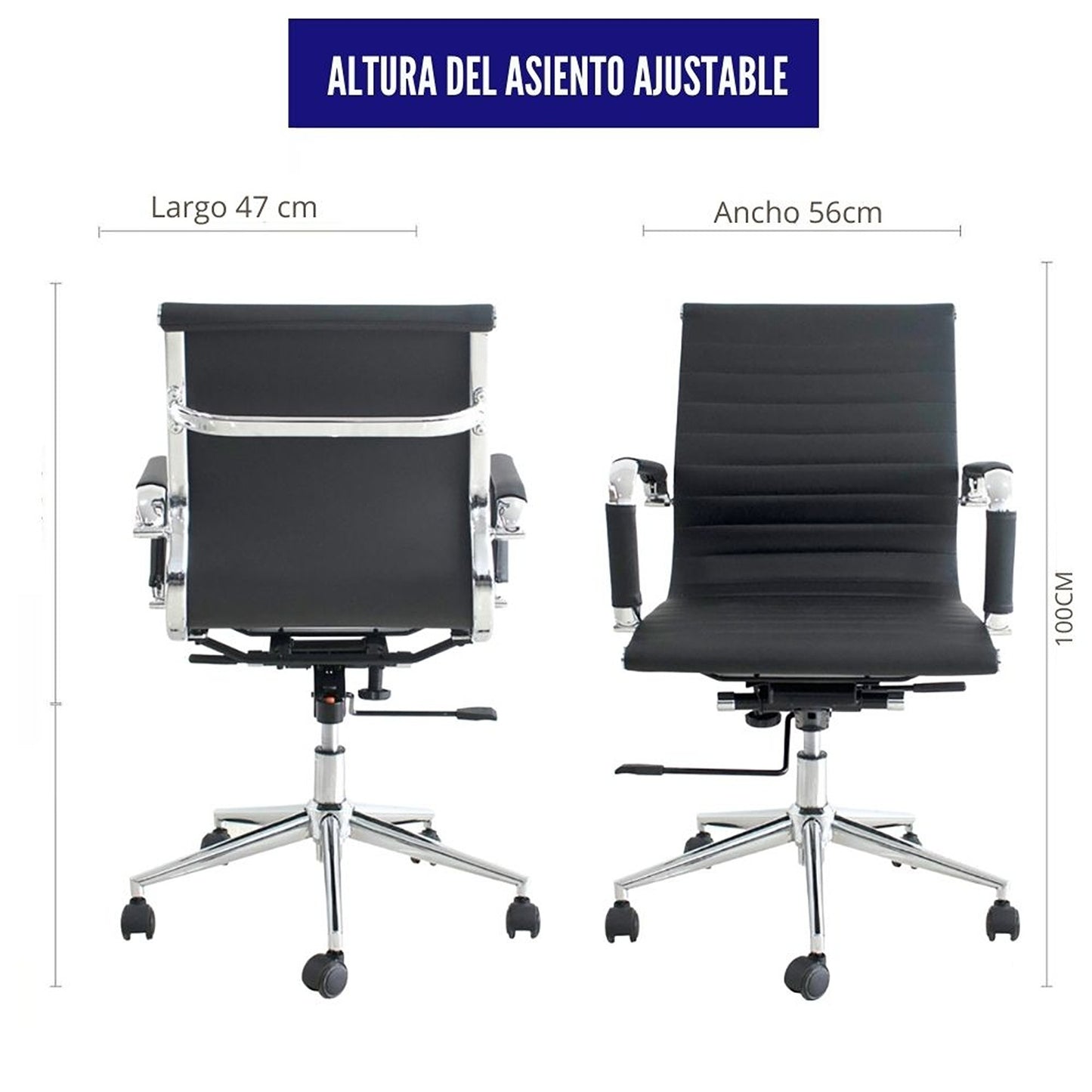 Silla De Oficina Presidente Espalda Media Negro