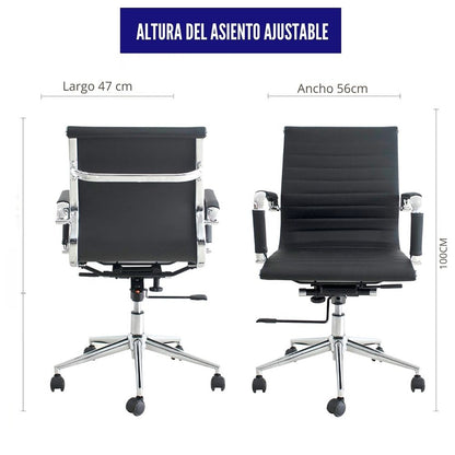 Silla De Oficina Presidente Espalda Media Negro
