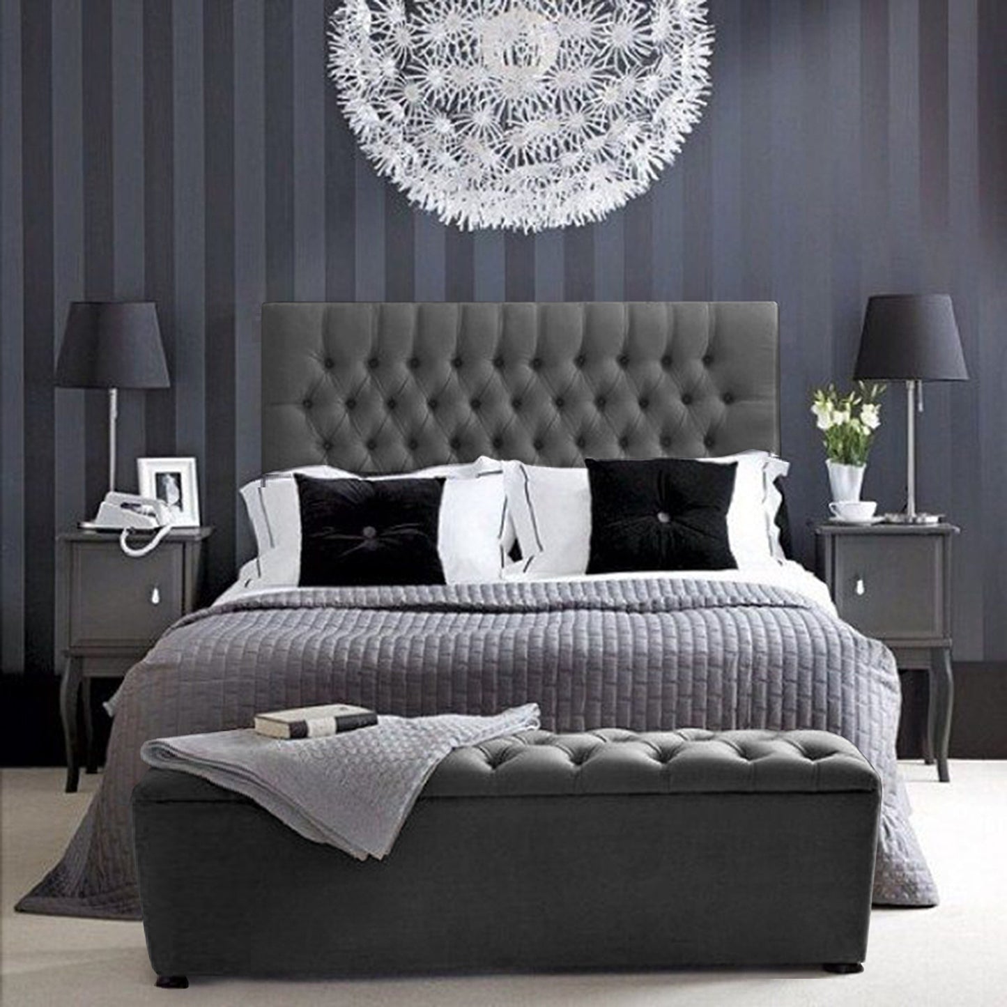Espaldar de Cama Sencillo Paris 100x150x10 gris plomo