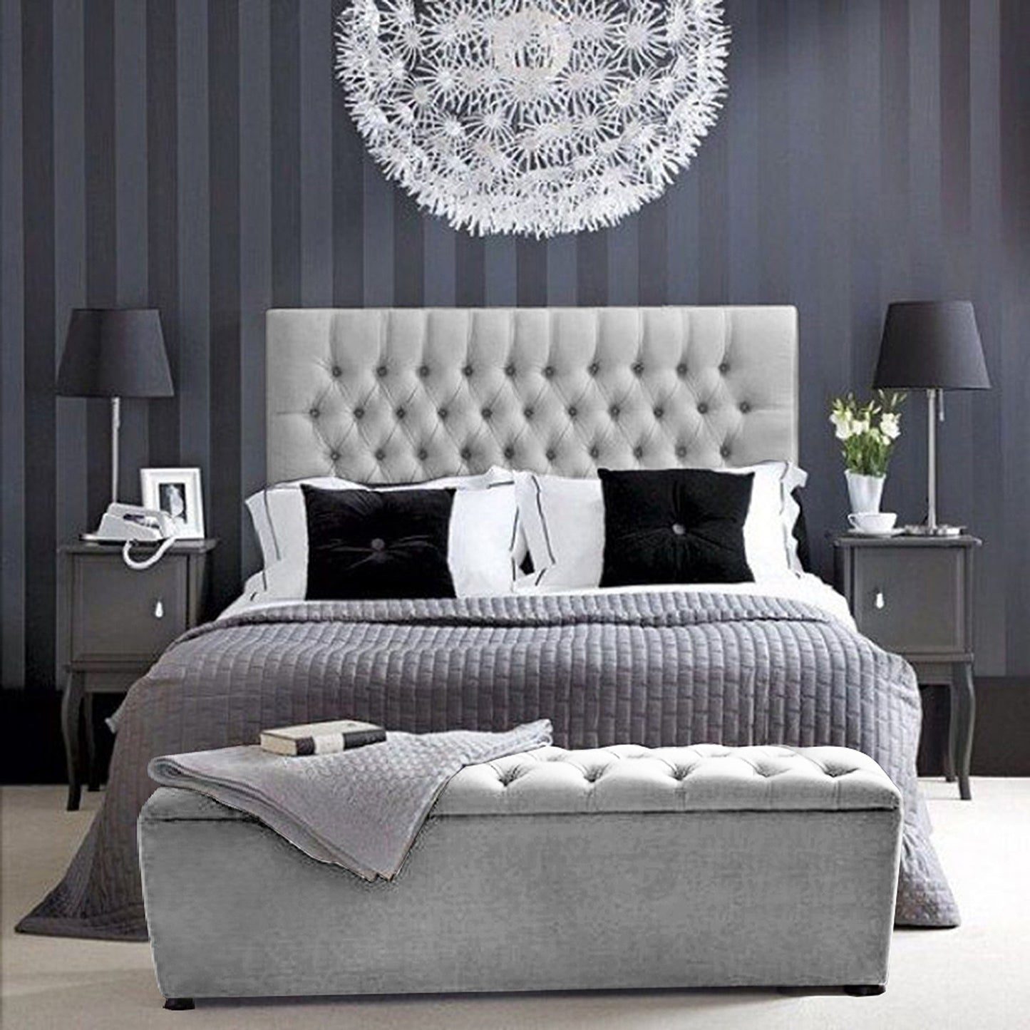 Puff Baul Semidoble Gris Perla