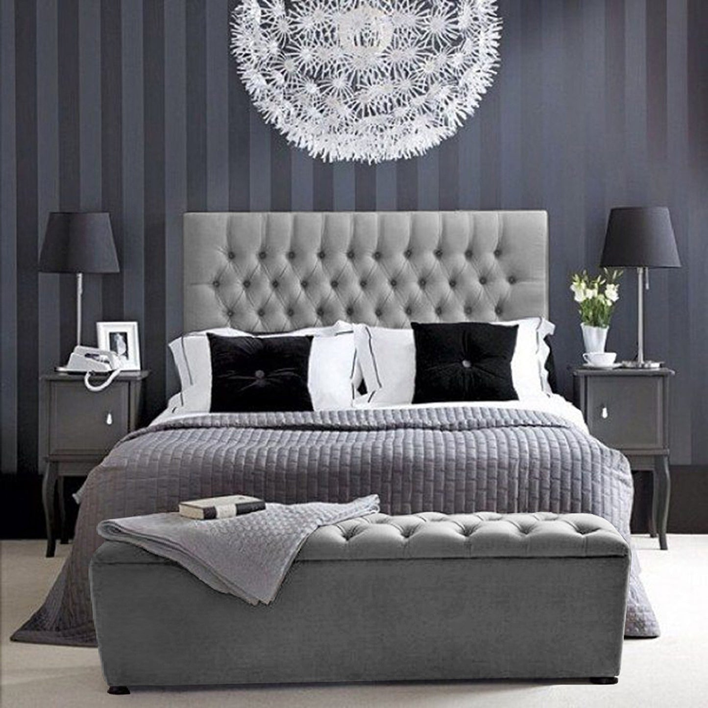 Puff Baul Semidoble Gris Plata