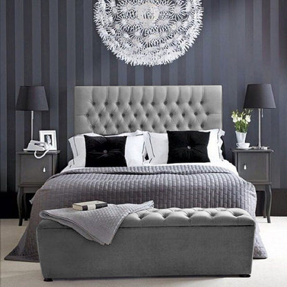 Puff Baul Semidoble Gris Plata