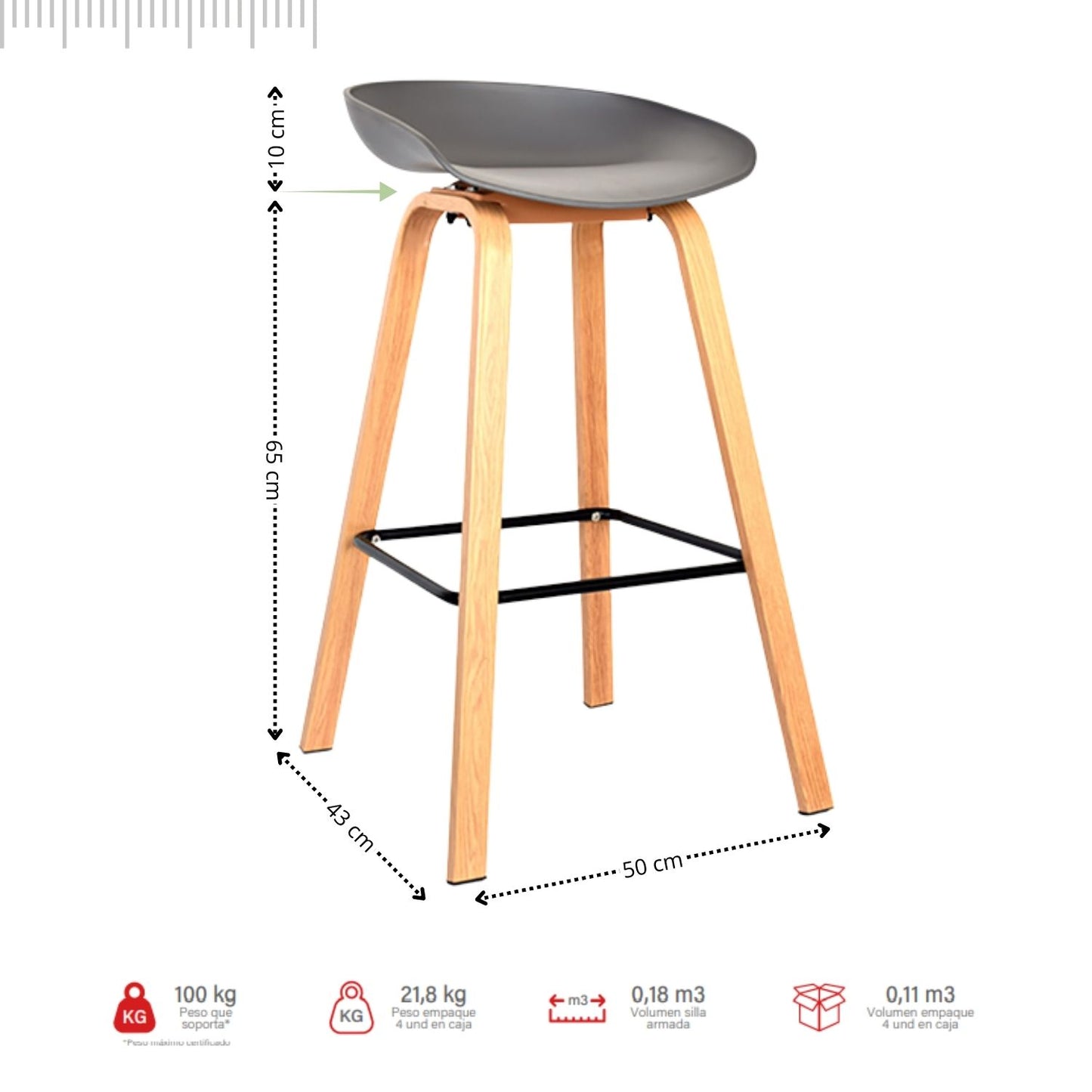 Silla de Barra Milyi Gris