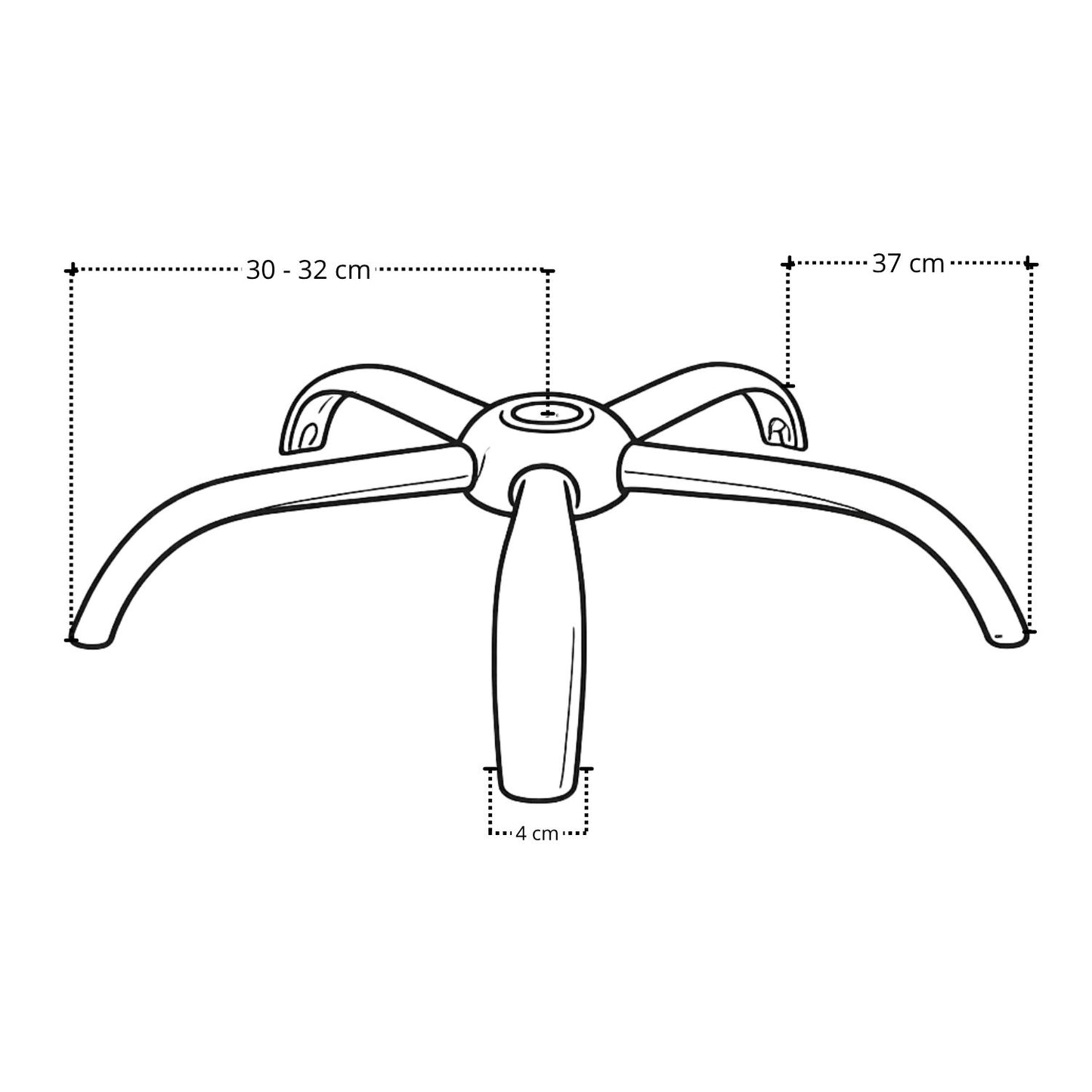Araña Cromada Para Silla De Oficina 60X37X4