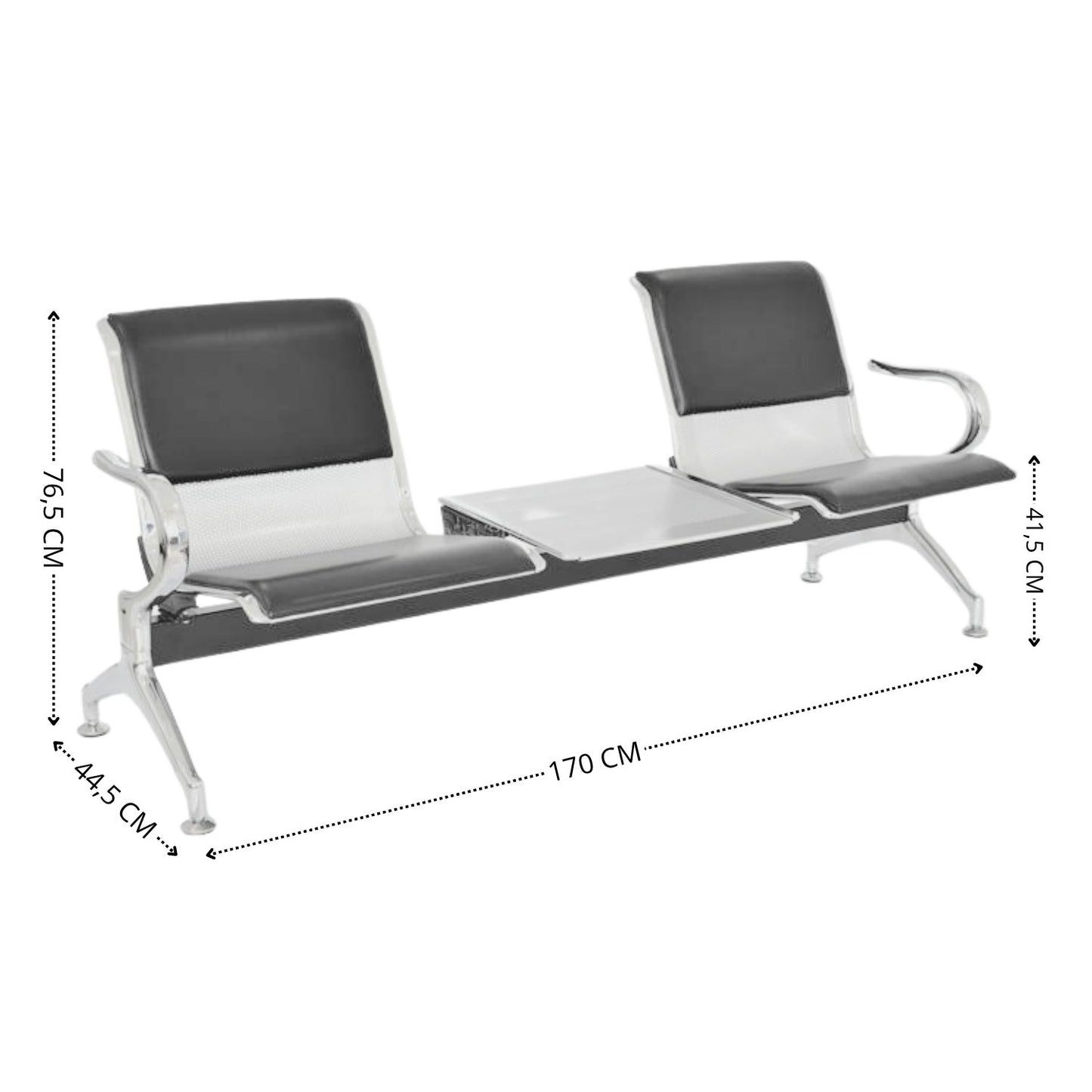 Silla Tandem 2X1 Mesa Tapizado Azul