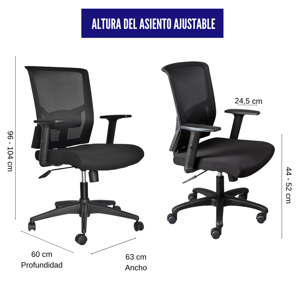 Silla De Oficina Italiana Cuba Negro