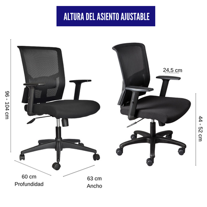 Silla De Oficina Italiana Cuba Negro