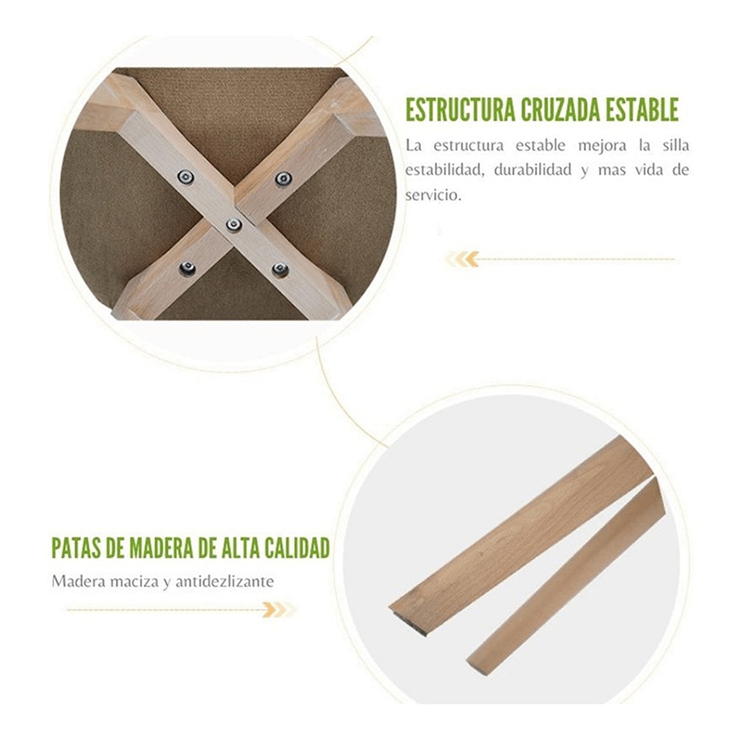 Juego de Comedor White con 4 Sillas Milano verde