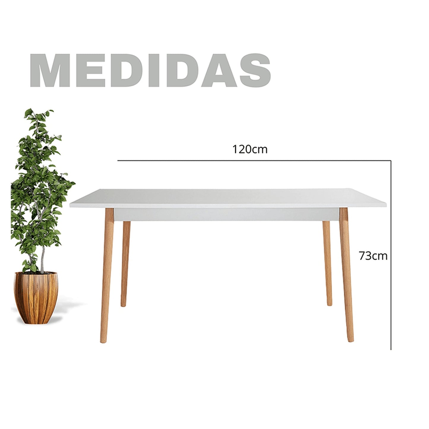 Juego de Comedor White con 4 Sillas Milano rosada