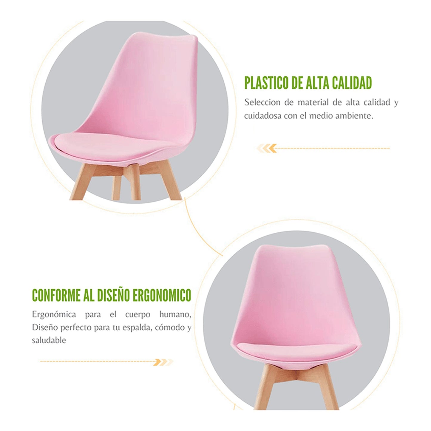 Set x2 Silla Tapizada Milano Rosado