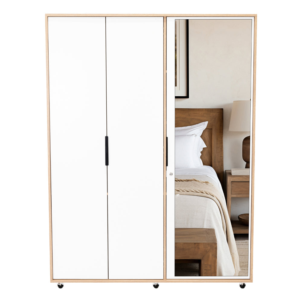 Closet Okria Con Espejo Miel Y Blanco