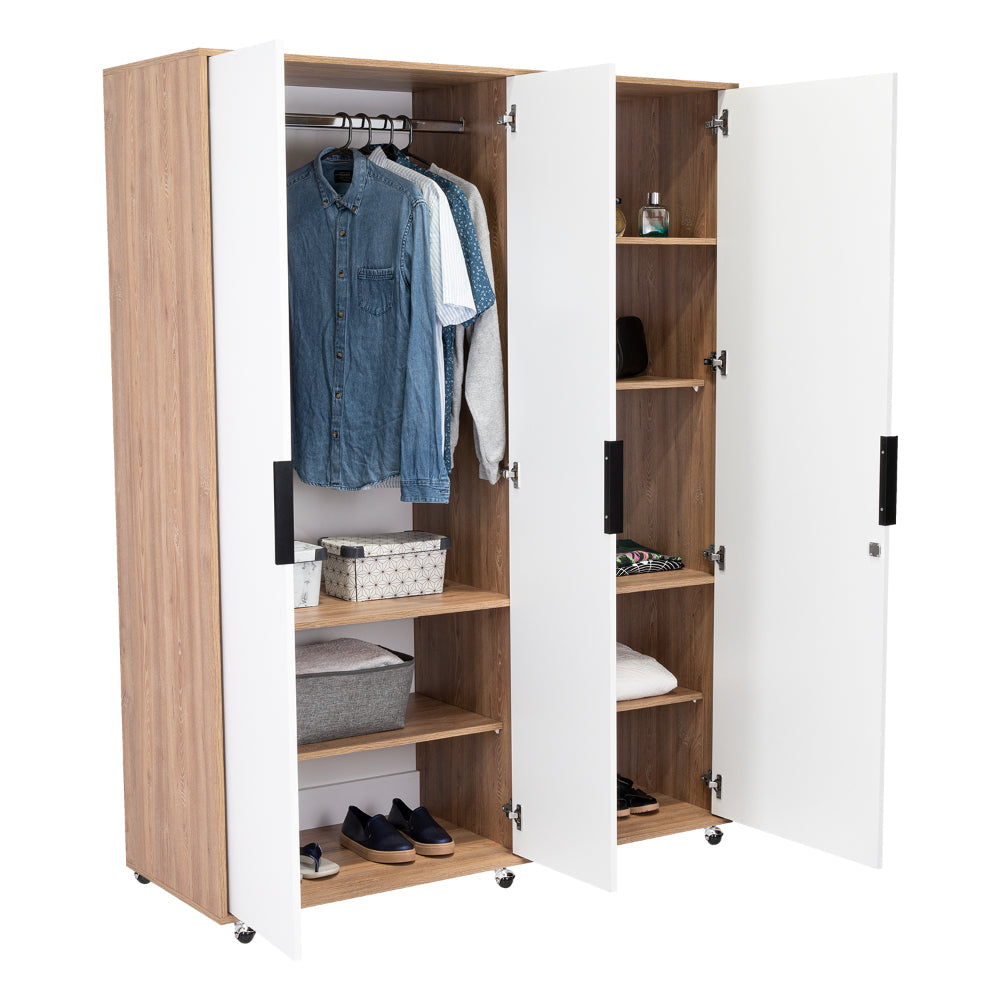 Closet Okria Con Espejo Miel Y Blanco