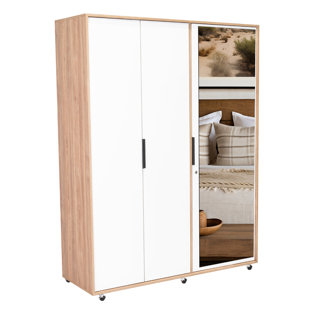 Closet Okria Con Espejo Miel Y Blanco