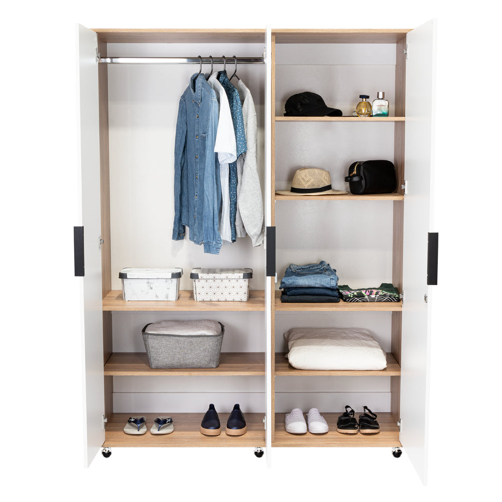 Closet Okria Con Espejo Miel Y Blanco