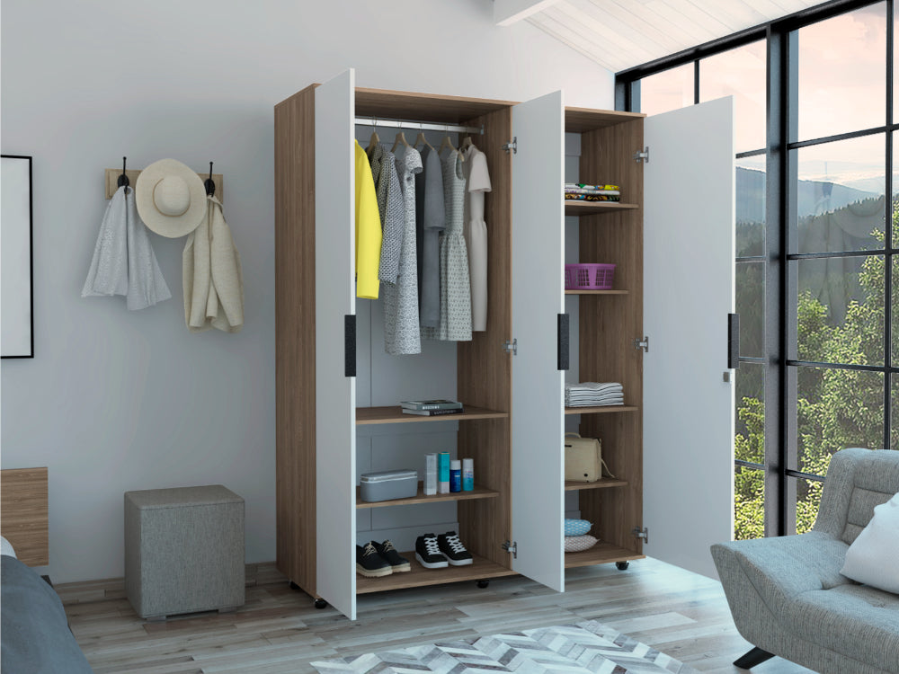 Closet Okria Con Espejo Miel Y Blanco