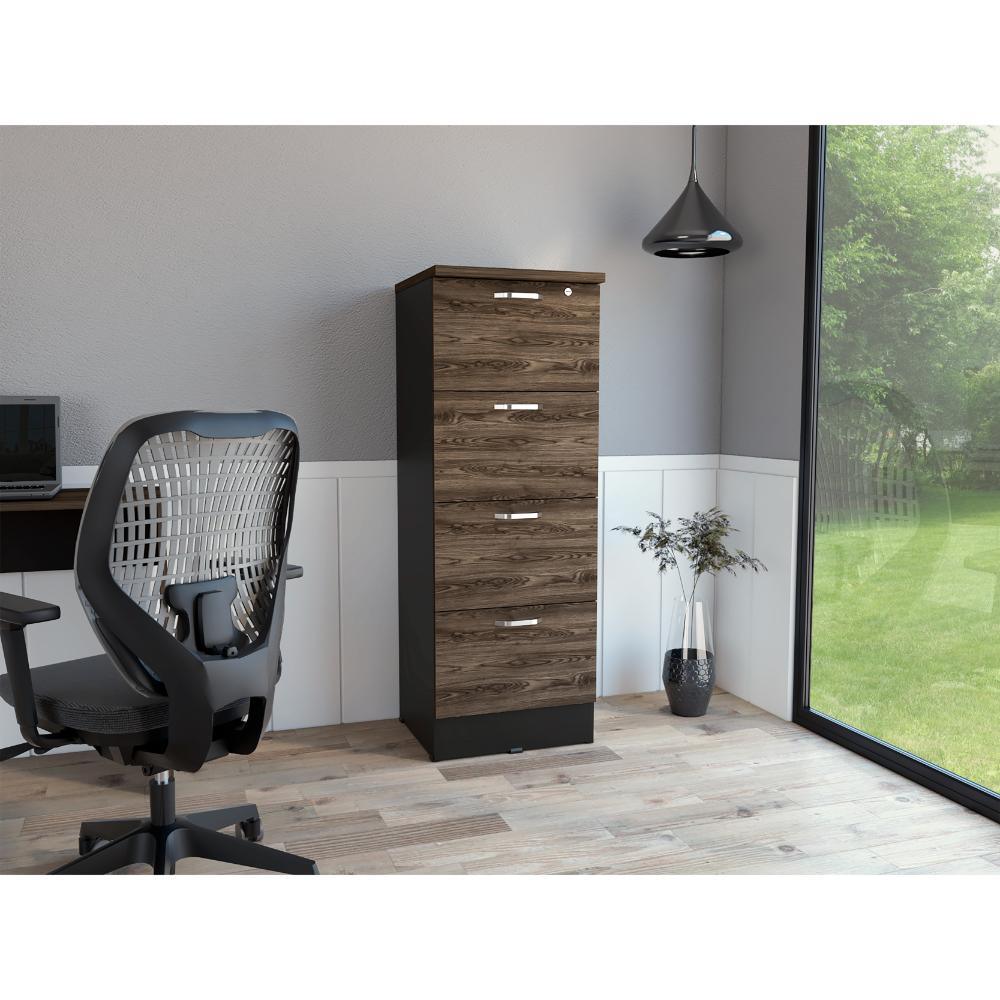 Archivador Vithor Home Office 4 Cajones Alto Wengue Coñac