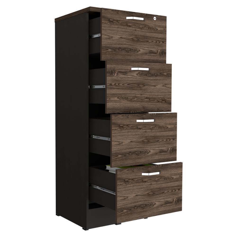 Archivador Vithor Home Office 4 Cajones Alto Wengue Coñac