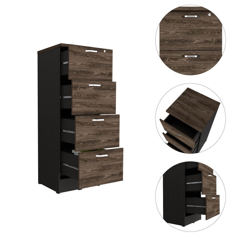 Archivador Vithor Home Office 4 Cajones Alto Wengue Coñac