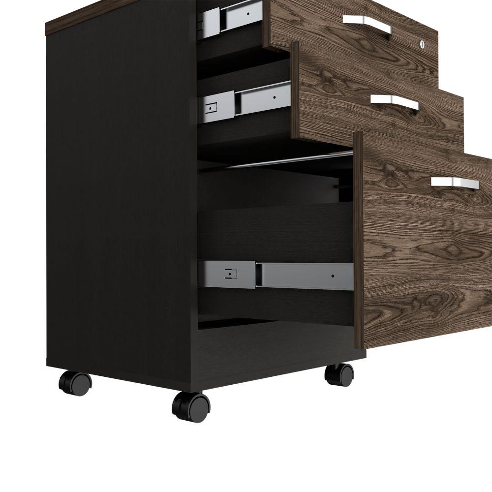Archivador Home Office 3 Cajones Bajo Wengue Coñac