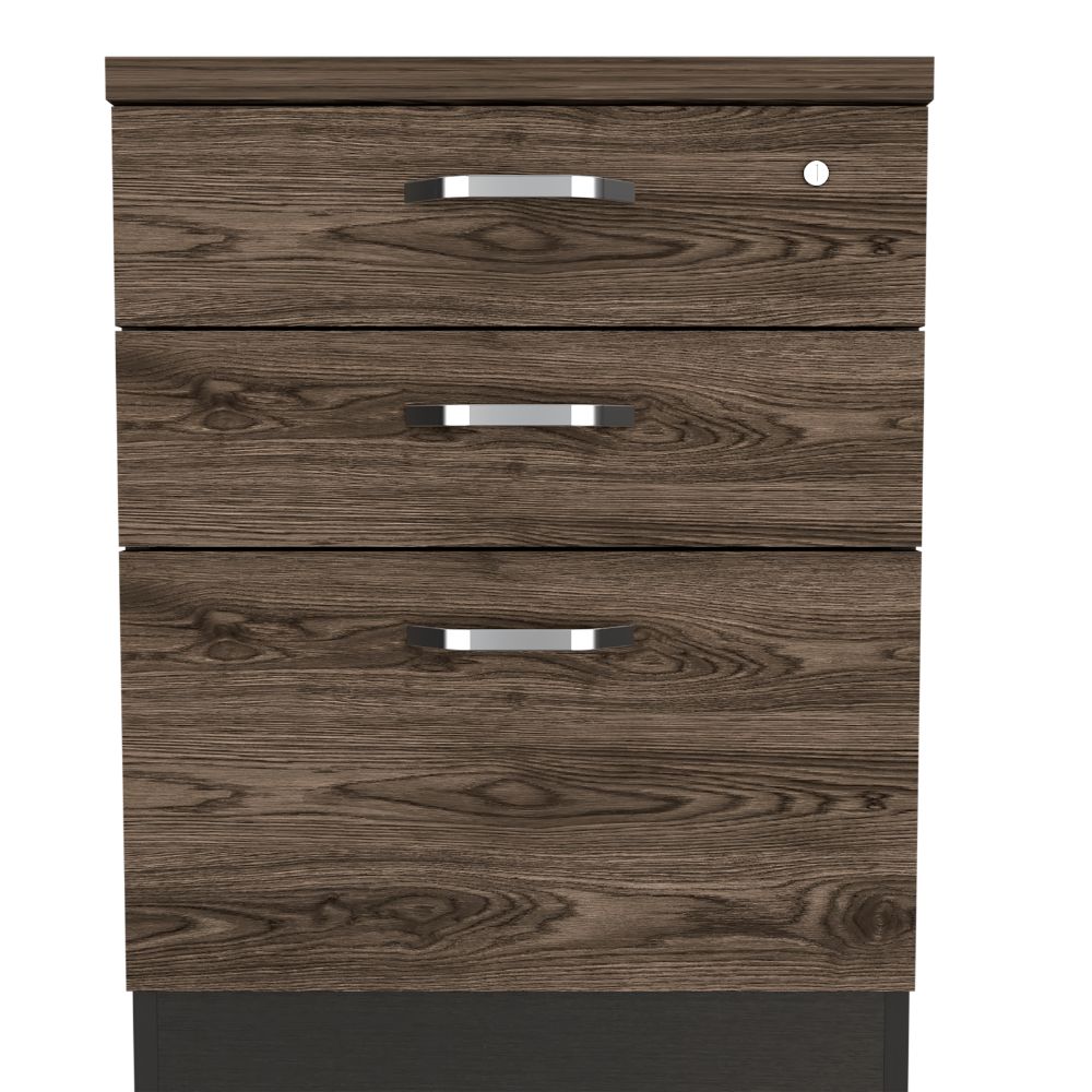 Archivador Home Office 3 Cajones Bajo Wengue Coñac