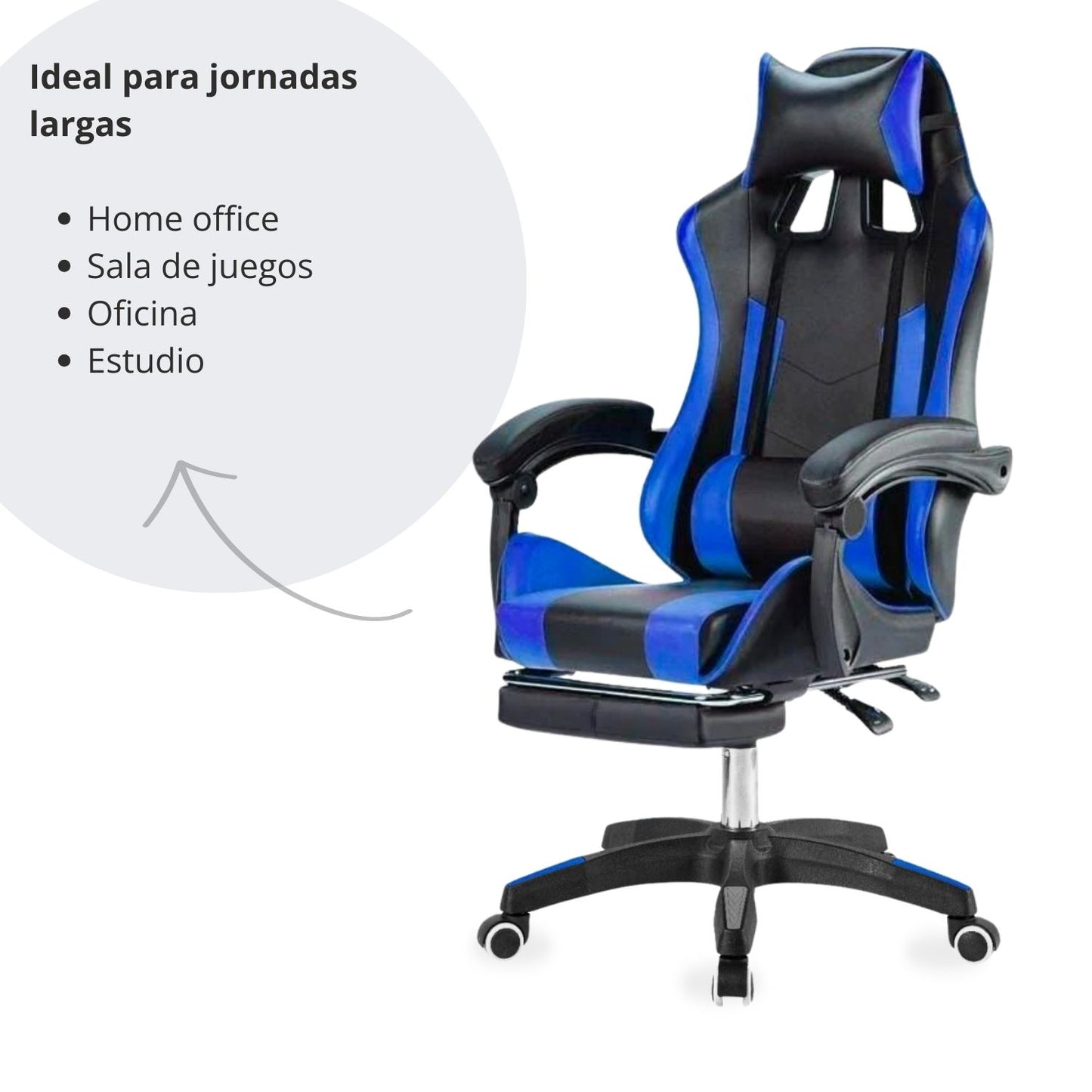 Silla Gamer Ergonomica Reclinable Kairo Azul