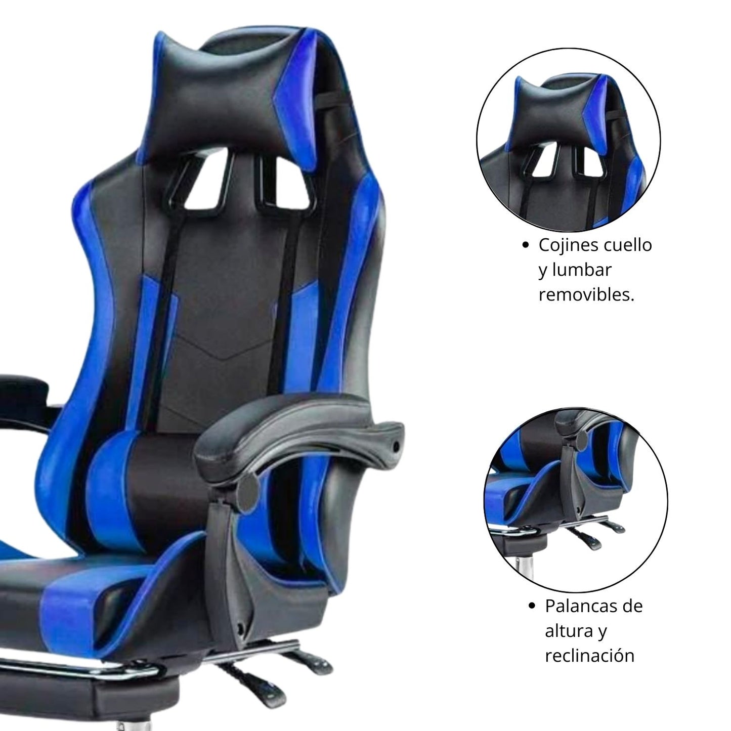 Silla Gamer Ergonomica Reclinable Kairo Azul