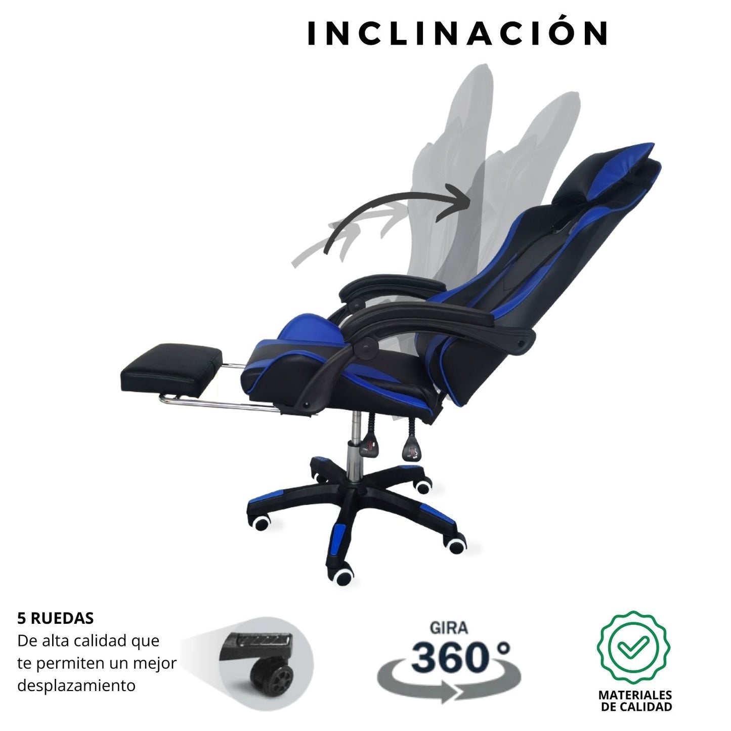 Silla Gamer Ergonomica Reclinable Kairo Azul