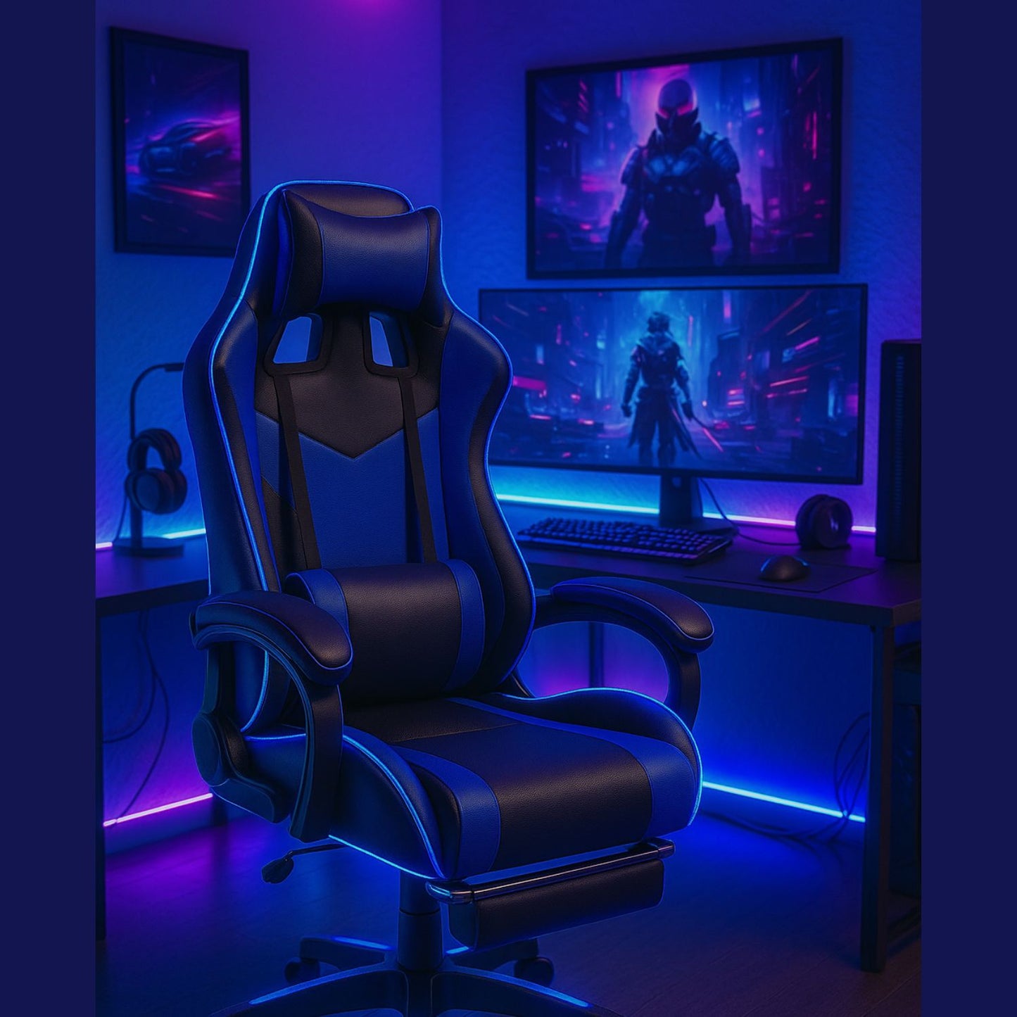 Silla Gamer Ergonomica Reclinable Kairo Azul