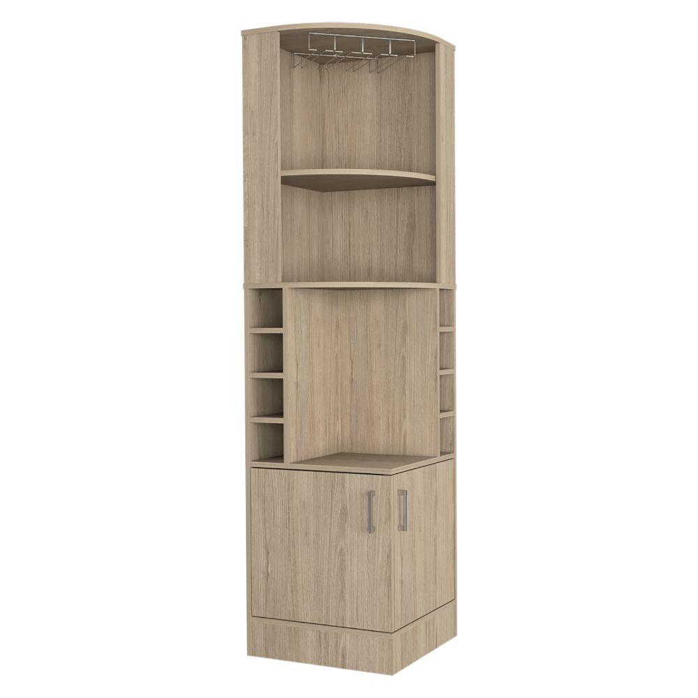 Bar Esquinero Olyria, Beige, Con Dos Puertas Y Porta Copas