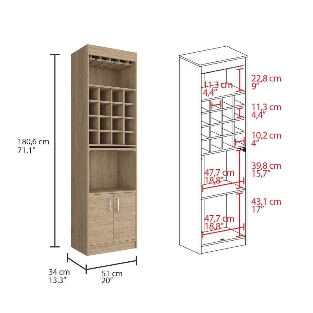 Bar Olyria, Beige, Con Dos Puertas Y Porta Copas