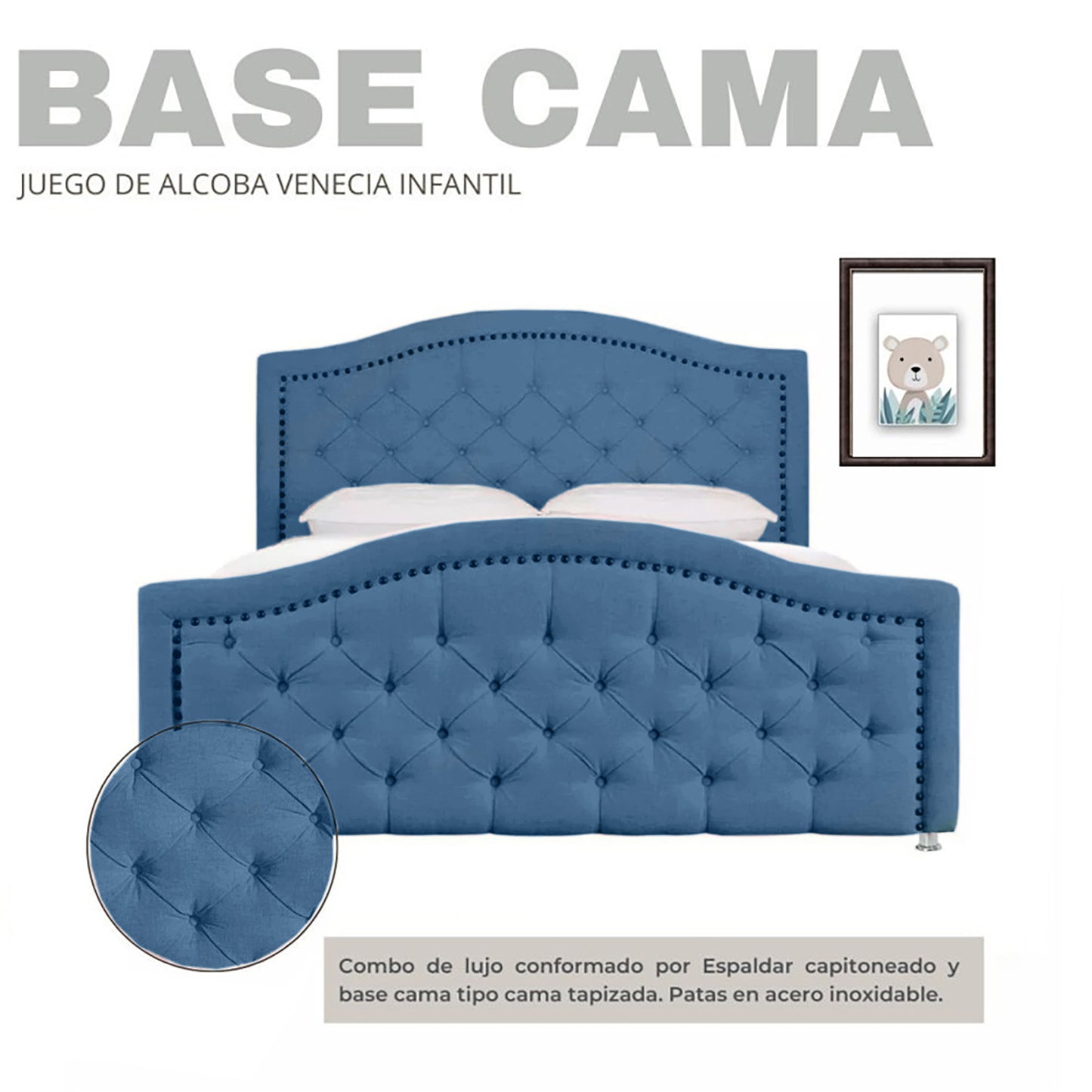 Cama Semidoble Infantil Venecia azul