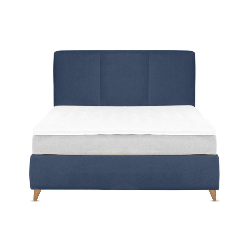 Base Cama Con Espaldar King Pretty Azul