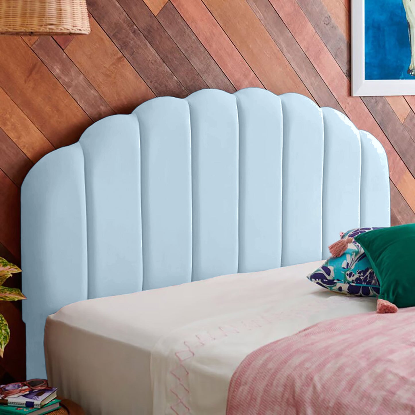 Base Cama con Espaldar Semidoble Infantil Coral azul cielo
