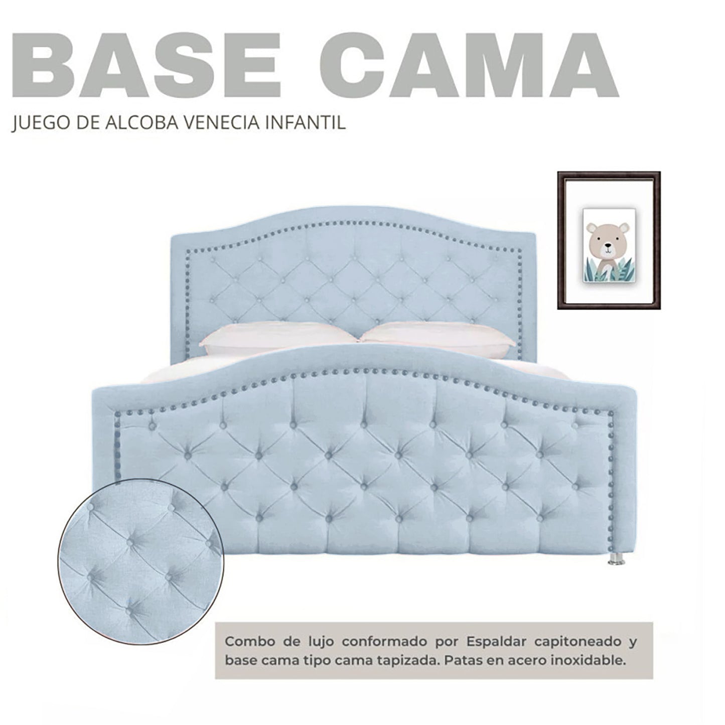 Cama Semidoble Infantil Venecia azul cielo