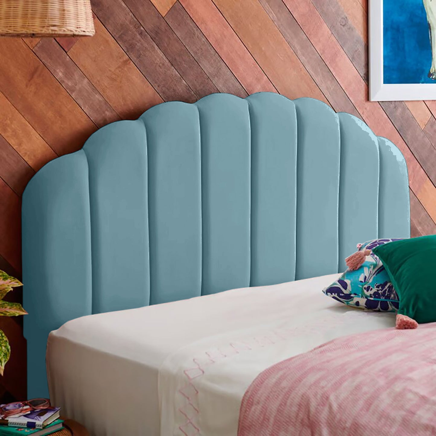 Base Cama con Espaldar Sencillo Infantil Coral azul claro