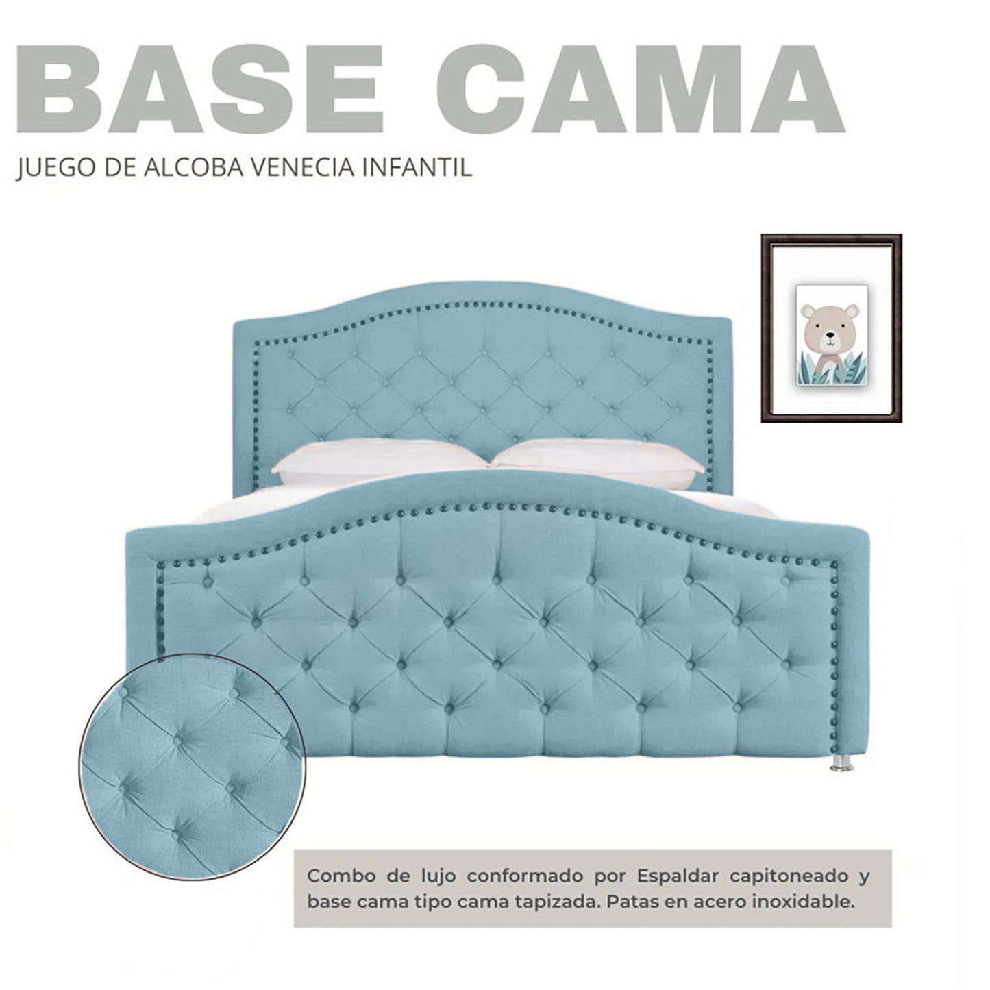 Cama Semidoble Infantil Venecia azul claro