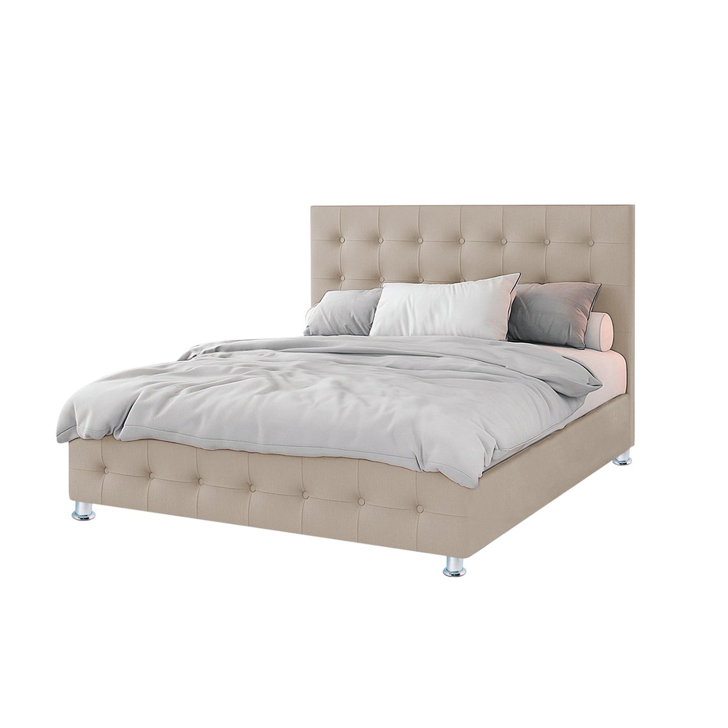 Base Cama Con Espaldar Sencillo Capital Beige