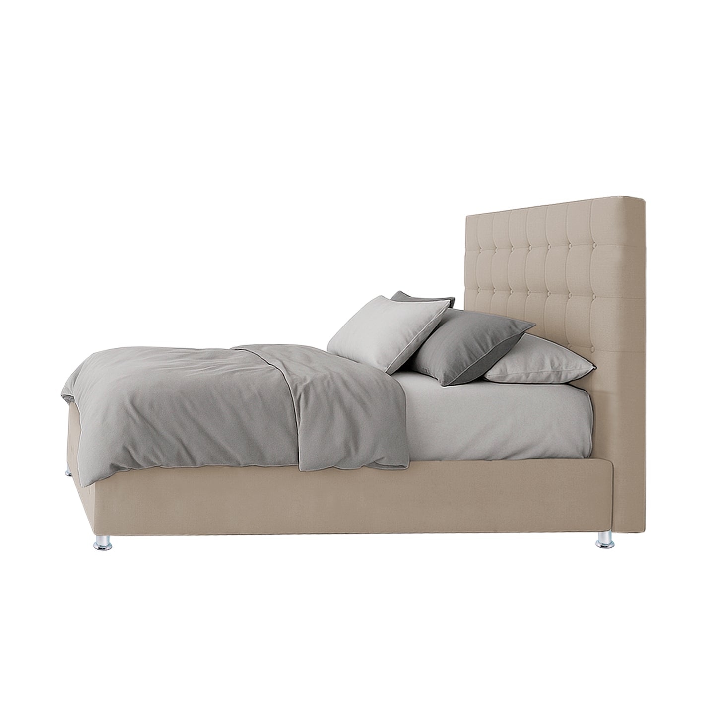 Base Cama Con Espaldar Sencillo Capital Beige