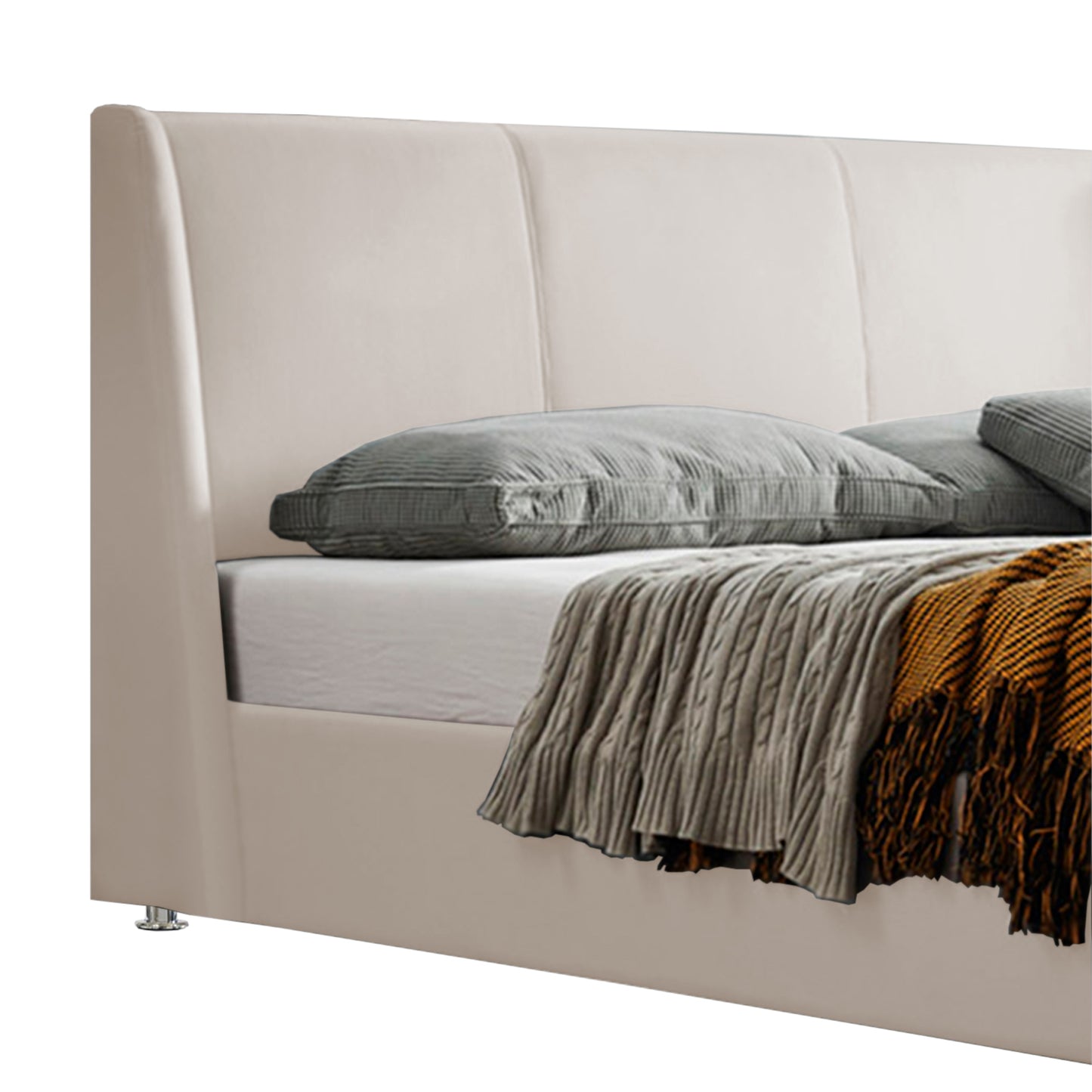 Base Cama Con Espaldar Queen Mousai Beige