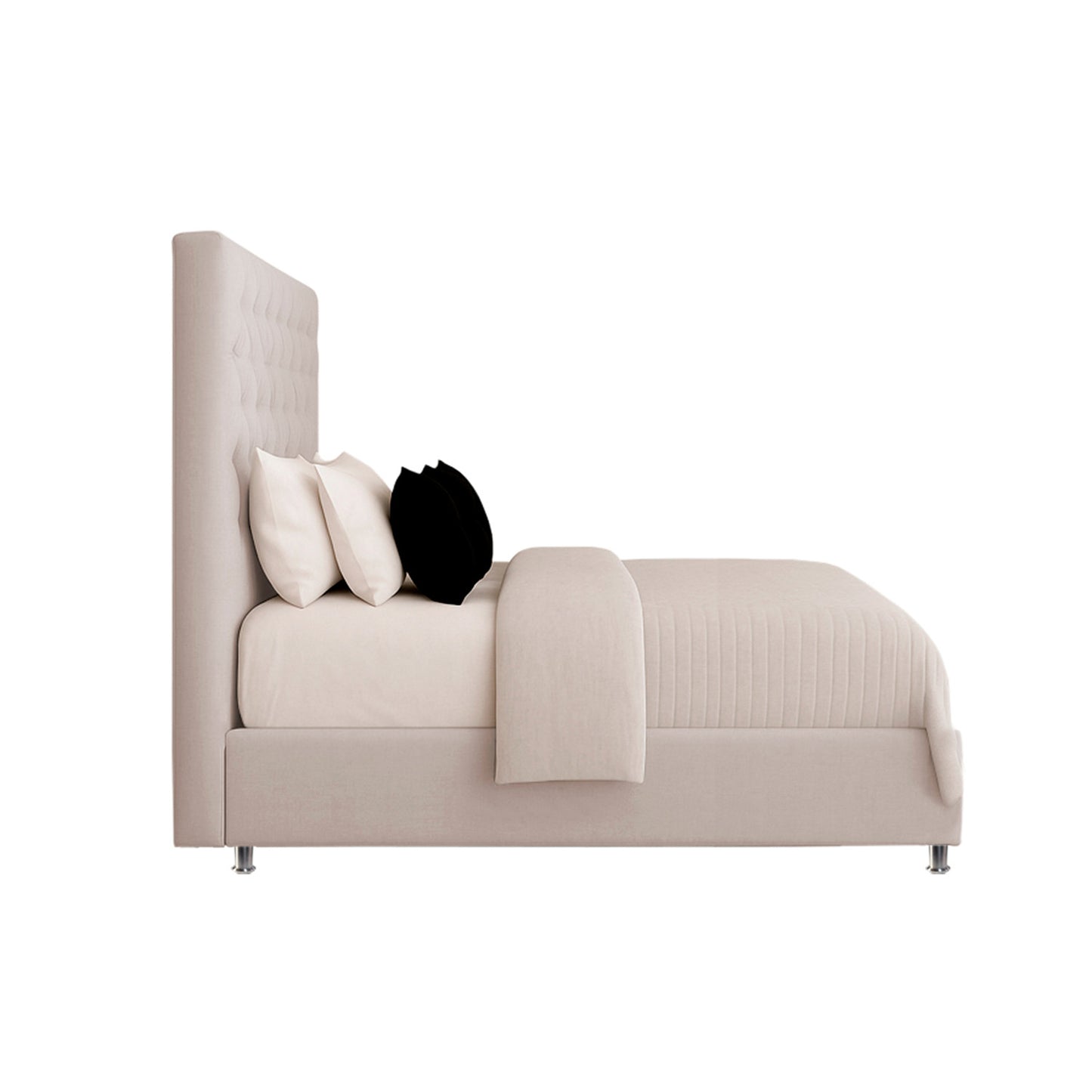 Base Cama con Espaldar + Colchon + Puff Baul Semidoble Paris beige