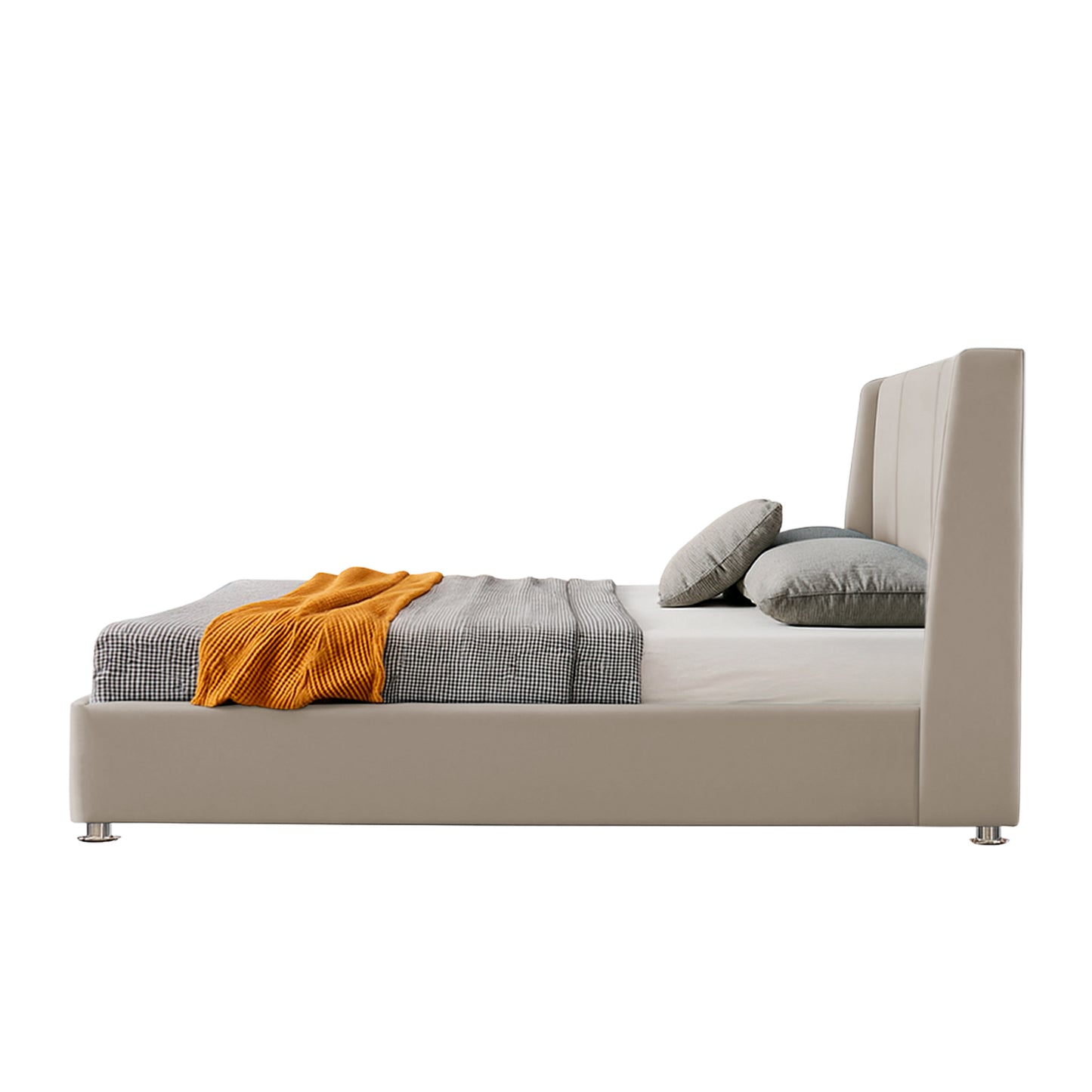 Base Cama Con Espaldar Queen Mousai Beige